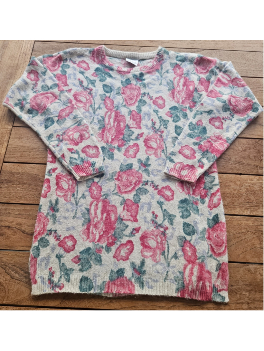 Vintage Partners by Mervyn's Floral Rose Knit Sweater Size M Cottagecore
